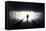 Silhouette Of Man Walking In Tunnel. Light At End Of Tunnel-Gladkov-Framed Stretched Canvas