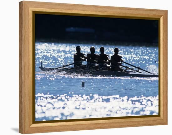 Silhouette of Men's Fours Rowing Team in Action, USA-null-Framed Premier Image Canvas