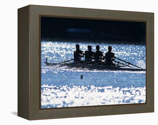 Silhouette of Men's Fours Rowing Team in Action, USA-null-Framed Premier Image Canvas