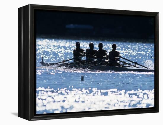 Silhouette of Men's Fours Rowing Team in Action, USA-null-Framed Premier Image Canvas