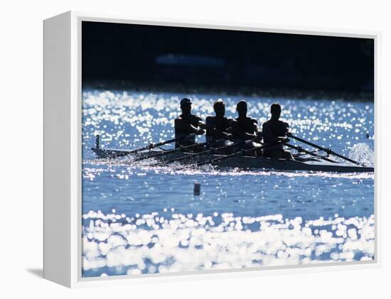 Silhouette of Men's Fours Rowing Team in Action, USA-null-Framed Premier Image Canvas