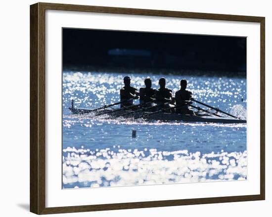 Silhouette of Men's Fours Rowing Team in Action, USA-null-Framed Photographic Print