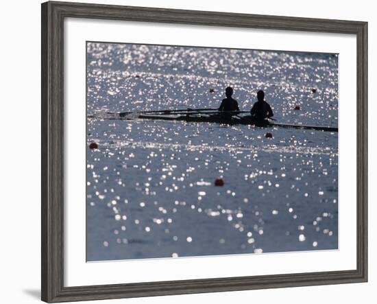 Silhouette of Men's Pairrs Rowing Team in Action, Atlanta, Georgia, USA-null-Framed Photographic Print