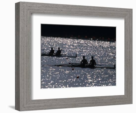 Silhouette of Men's Pairs Rowing Teams in Action, Atlanta, Georgia, USA-null-Framed Photographic Print