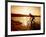 Silhouette of Mountain Biker at Sunset-null-Framed Photographic Print