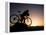Silhouette of Mountain Biker at the Summit During Sunrise-null-Framed Premier Image Canvas