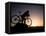 Silhouette of Mountain Biker at the Summit During Sunrise-null-Framed Premier Image Canvas