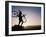 Silhouette of Mountain Biker at the Summit During Sunrise-null-Framed Photographic Print