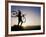 Silhouette of Mountain Biker at the Summit During Sunrise-null-Framed Photographic Print