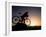 Silhouette of Mountain Biker at the Summit During Sunrise-null-Framed Photographic Print