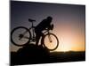 Silhouette of Mountain Biker at the Summit During Sunrise-null-Mounted Photographic Print