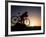 Silhouette of Mountain Biker at the Summit During Sunrise-null-Framed Photographic Print