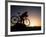 Silhouette of Mountain Biker at the Summit During Sunrise-null-Framed Photographic Print