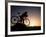 Silhouette of Mountain Biker at the Summit During Sunrise-null-Framed Photographic Print