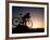 Silhouette of Mountain Biker at the Summit During Sunrise-null-Framed Photographic Print