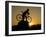 Silhouette of Mountain Biker at the Summit During Sunrise-null-Framed Photographic Print