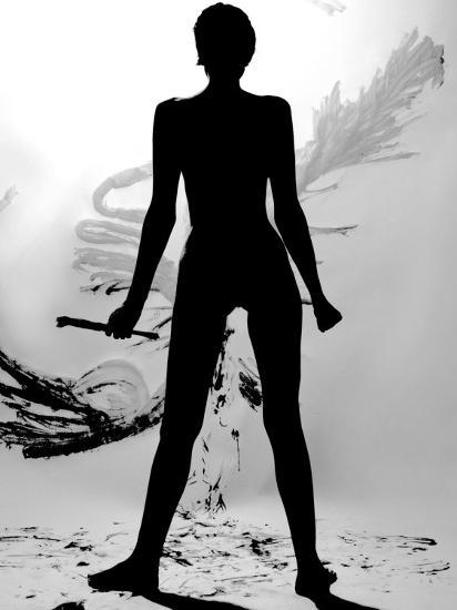 Silhouette Of Nude Woman Painting Abstract Canvas Photographic