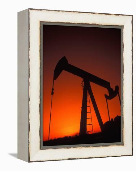 Silhouette of Oil Pump Jack, Tulsa, Oklahoma-Bill Bachmann-Framed Premier Image Canvas