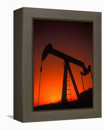 Silhouette of Oil Pump Jack, Tulsa, Oklahoma-Bill Bachmann-Framed Premier Image Canvas