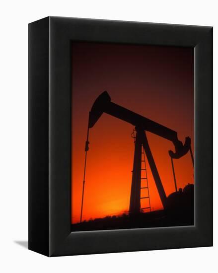 Silhouette of Oil Pump Jack, Tulsa, Oklahoma-Bill Bachmann-Framed Premier Image Canvas