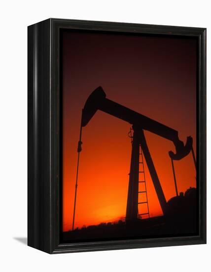 Silhouette of Oil Pump Jack, Tulsa, Oklahoma-Bill Bachmann-Framed Premier Image Canvas