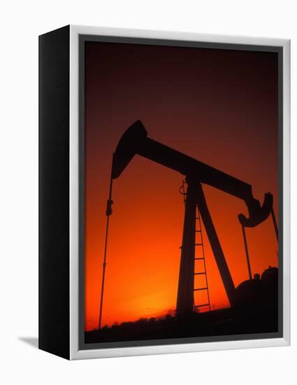 Silhouette of Oil Pump Jack, Tulsa, Oklahoma-Bill Bachmann-Framed Premier Image Canvas