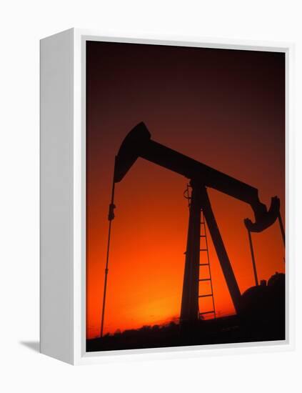 Silhouette of Oil Pump Jack, Tulsa, Oklahoma-Bill Bachmann-Framed Premier Image Canvas