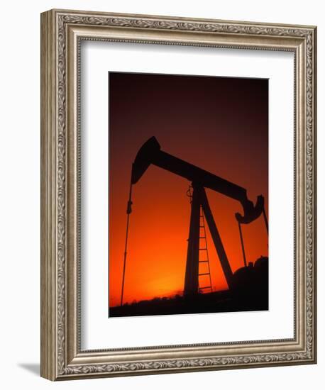 Silhouette of Oil Pump Jack, Tulsa, Oklahoma-Bill Bachmann-Framed Photographic Print