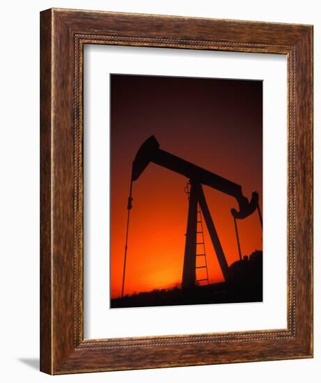 Silhouette of Oil Pump Jack, Tulsa, Oklahoma-Bill Bachmann-Framed Photographic Print