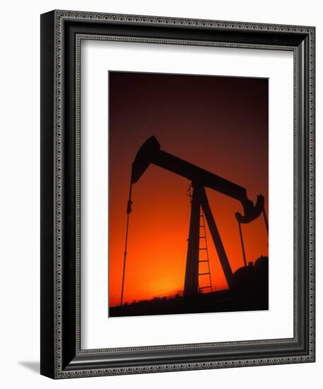 Silhouette of Oil Pump Jack, Tulsa, Oklahoma-Bill Bachmann-Framed Photographic Print