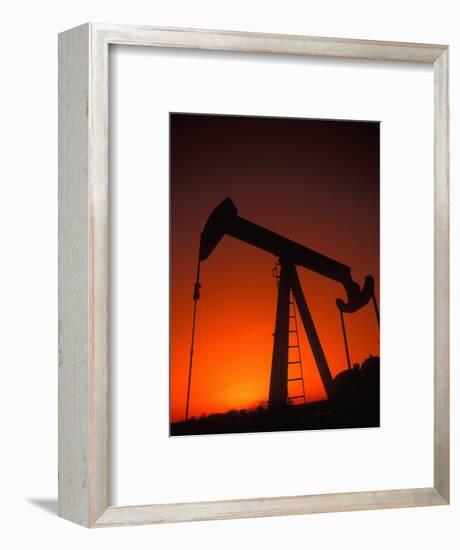 Silhouette of Oil Pump Jack, Tulsa, Oklahoma-Bill Bachmann-Framed Photographic Print