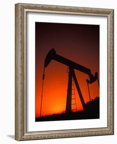 Silhouette of Oil Pump Jack, Tulsa, Oklahoma-Bill Bachmann-Framed Photographic Print