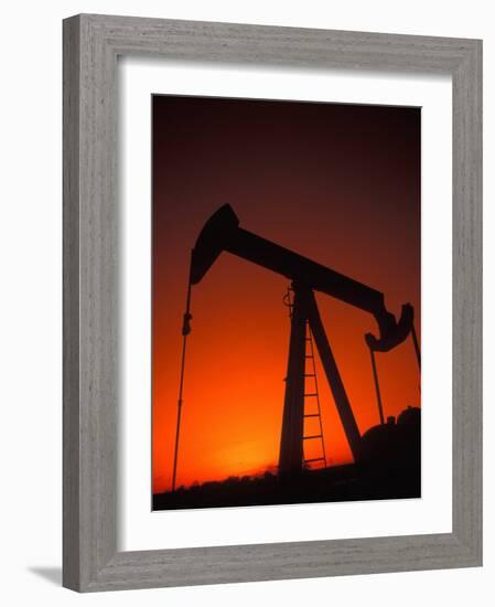 Silhouette of Oil Pump Jack, Tulsa, Oklahoma-Bill Bachmann-Framed Photographic Print