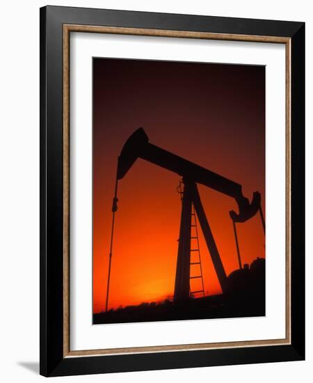 Silhouette of Oil Pump Jack, Tulsa, Oklahoma-Bill Bachmann-Framed Photographic Print