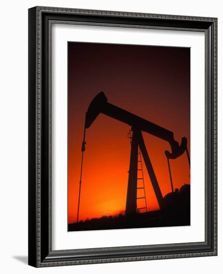 Silhouette of Oil Pump Jack, Tulsa, Oklahoma-Bill Bachmann-Framed Photographic Print