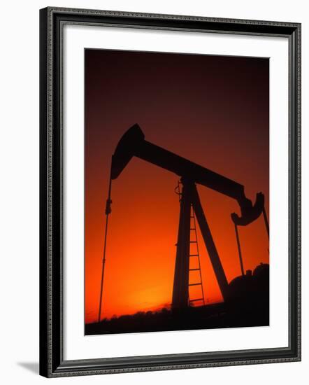 Silhouette of Oil Pump Jack, Tulsa, Oklahoma-Bill Bachmann-Framed Photographic Print