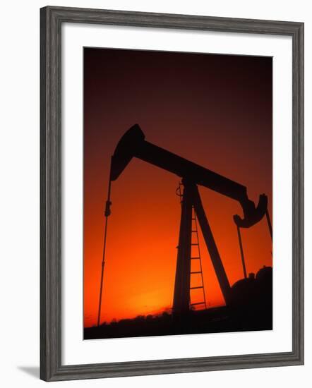 Silhouette of Oil Pump Jack, Tulsa, Oklahoma-Bill Bachmann-Framed Photographic Print