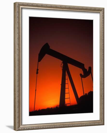 Silhouette of Oil Pump Jack, Tulsa, Oklahoma-Bill Bachmann-Framed Photographic Print