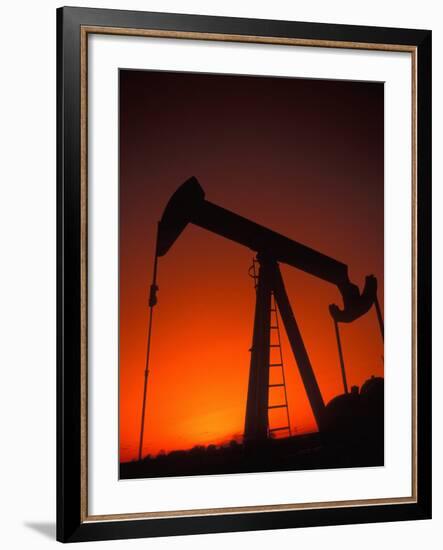 Silhouette of Oil Pump Jack, Tulsa, Oklahoma-Bill Bachmann-Framed Photographic Print