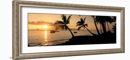 Silhouette of Palm Trees at Dusk, Lahaina, Maui, Hawaii, USA-null-Framed Photographic Print