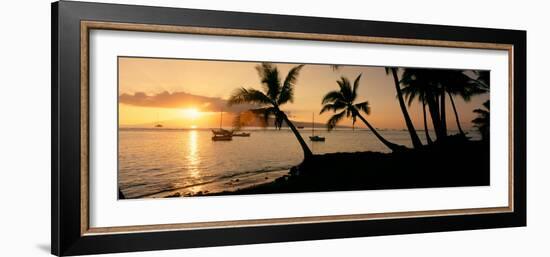 Silhouette of Palm Trees at Dusk, Lahaina, Maui, Hawaii, USA-null-Framed Photographic Print