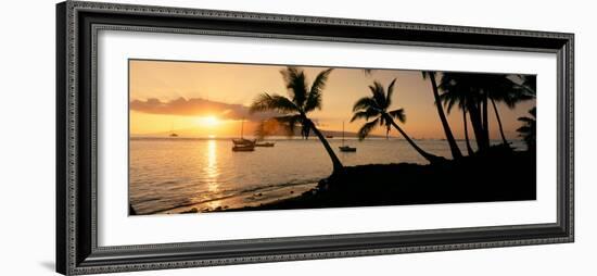 Silhouette of Palm Trees at Dusk, Lahaina, Maui, Hawaii, USA-null-Framed Photographic Print