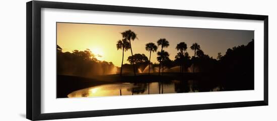Silhouette of Palm Trees at Sunrise in a Golf Course, Kiawah Island Golf Resort, Kiawah Island-null-Framed Photographic Print