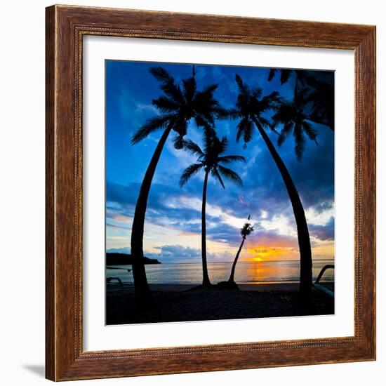 Silhouette of Palm Trees at Sunset, Nippah Beach, Lombok, Indonesia, Southeast Asia, Asia-Matthew Williams-Ellis-Framed Photographic Print
