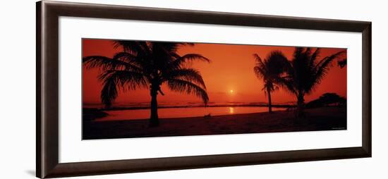 Silhouette of Palm Trees on the Beach at Dusk, Lydgate Park, Kauai, Hawaii, USA-null-Framed Photographic Print