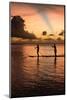 Silhouette of People Paddleboarding in the Pacific Ocean, Bora Bora, French Polynesia-null-Mounted Photographic Print