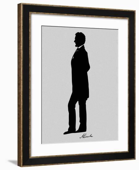 Silhouette of President Abraham Lincoln with Signature-Stocktrek Images-Framed Photographic Print