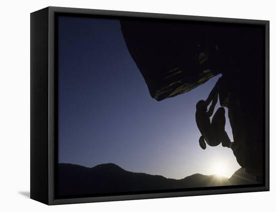 Silhouette of Rock Climber, Boulder, Colorado, USA-null-Framed Premier Image Canvas