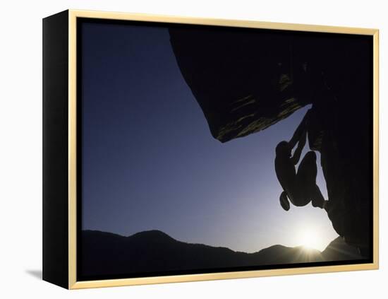 Silhouette of Rock Climber, Boulder, Colorado, USA-null-Framed Premier Image Canvas