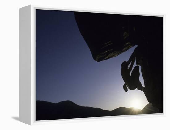 Silhouette of Rock Climber, Boulder, Colorado, USA-null-Framed Premier Image Canvas